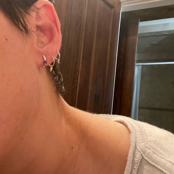 Vintage 9ct White Gold Amethyst Earrings. UK hallmarks on post. Pristine. - Picture 6 of 10